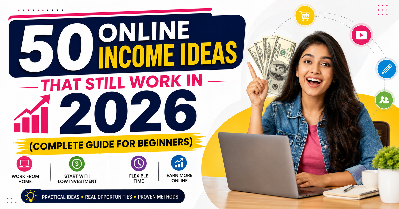 50 Online Income Ideas That Still Work in 2026 (Complete Guide for Beginners)