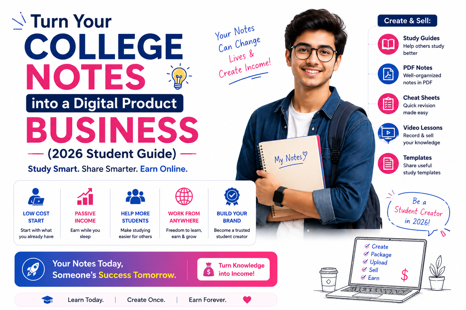 Turn Your College Notes into a Digital Product Business (2026 Student Guide)