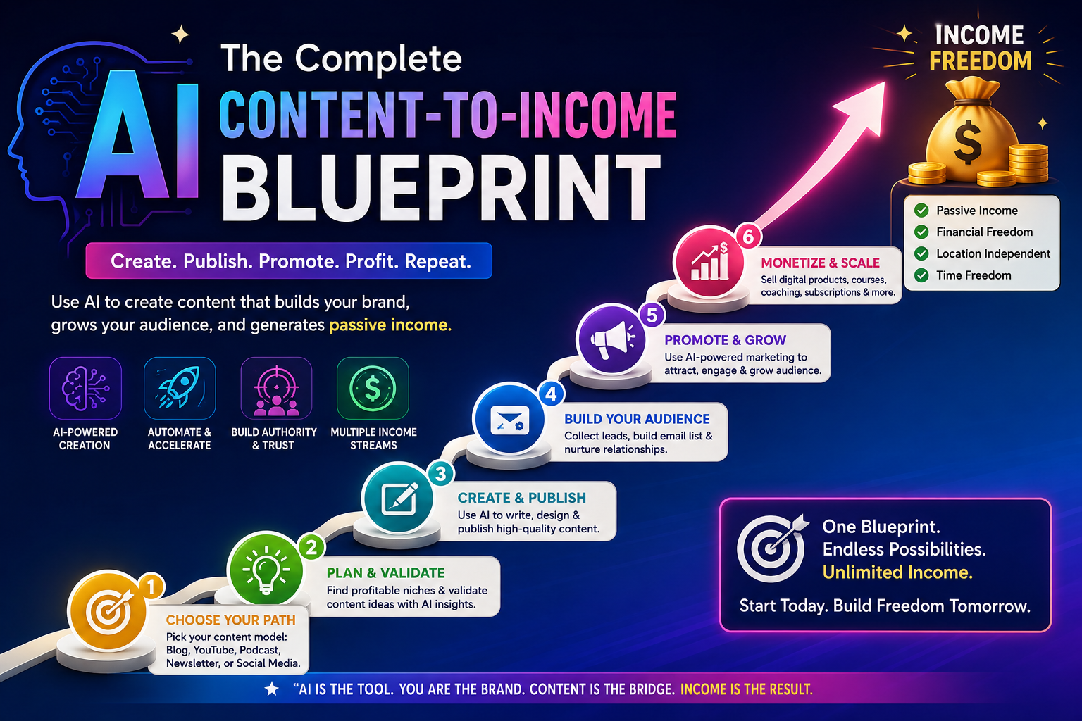 The Complete AI Content-to-Income Blueprint (2026 Guide)
