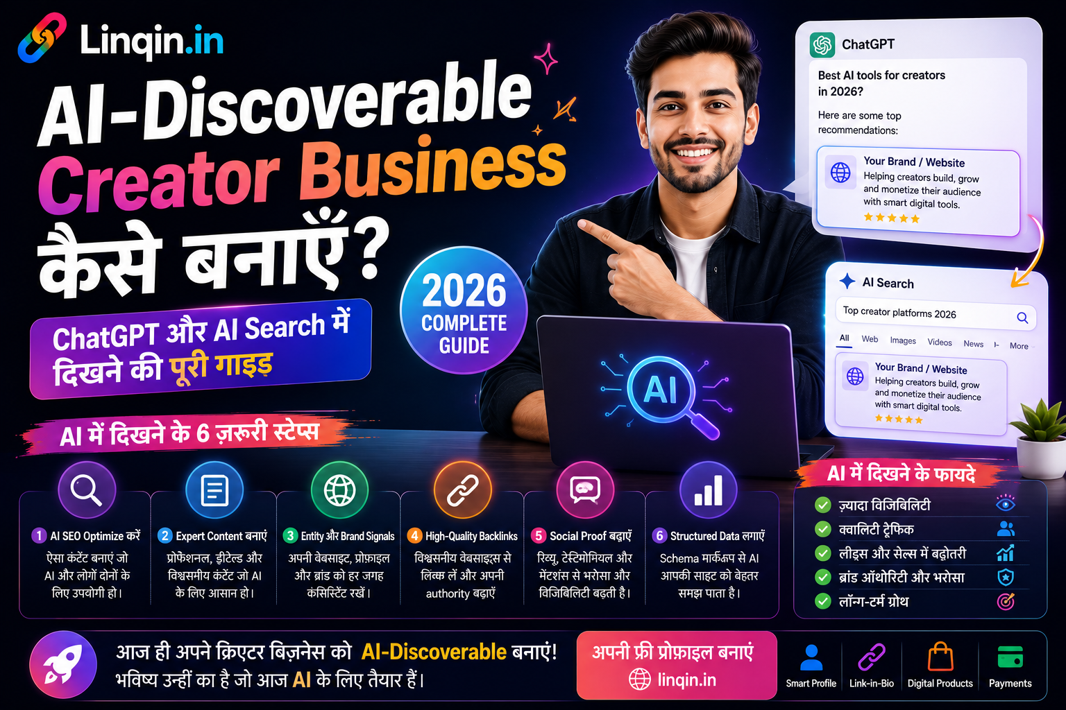 AI-Discoverable Creator Business कैसे बनाएँ? ChatGPT और AI Search में दिखने की पूरी गाइड (2026)