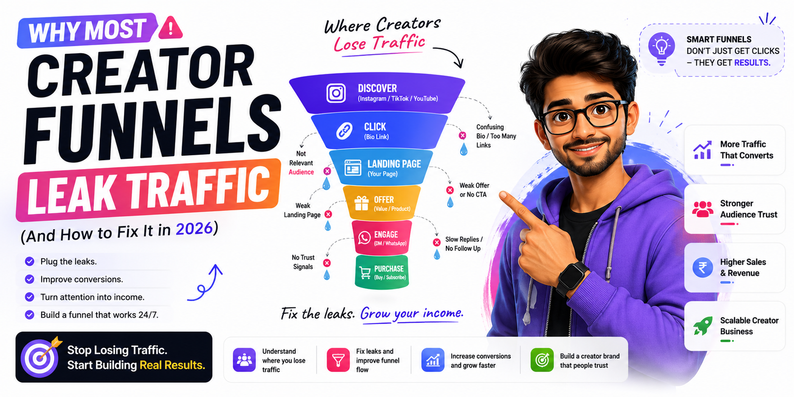 Why Most Creator Funnels Leak Traffic (And How to Fix It in 2026)