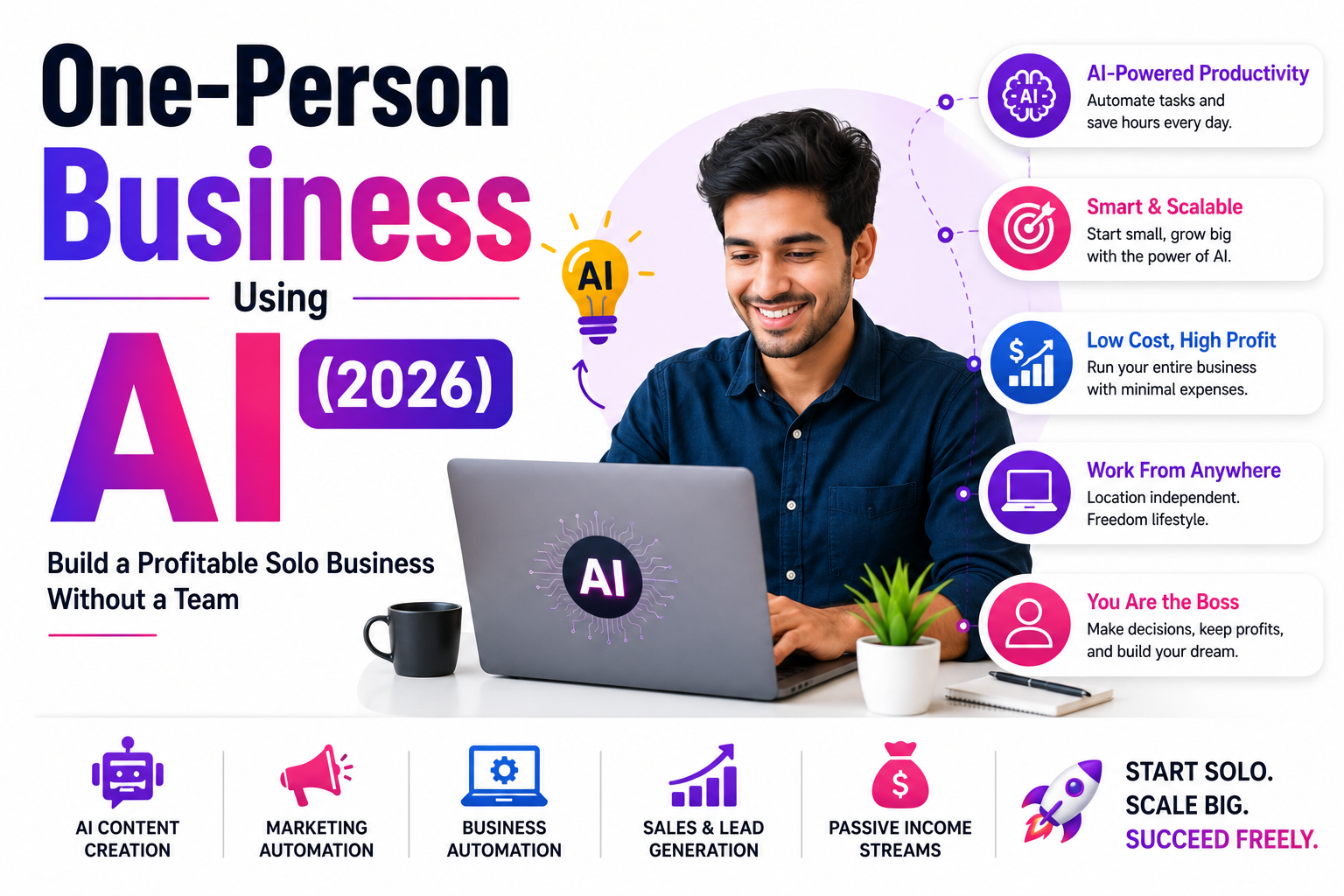 One-Person Business Using AI (2026): Build a Profitable Solo Business Without a Team