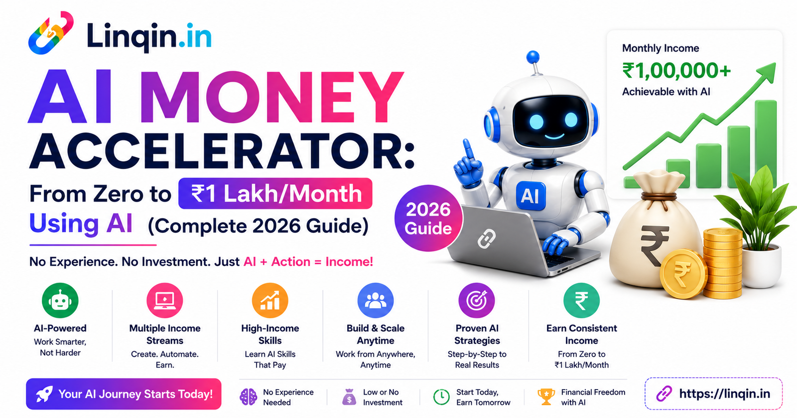 AI Money Accelerator: From Zero to ₹1 Lakh/Month Using AI (Complete 2026 Guide)
