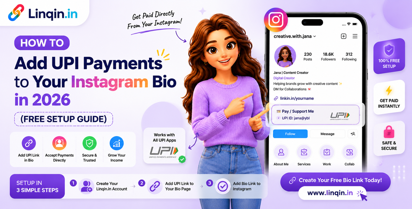 How to Add UPI Payments to Your Instagram Bio in 2026 (Free Setup Guide)
