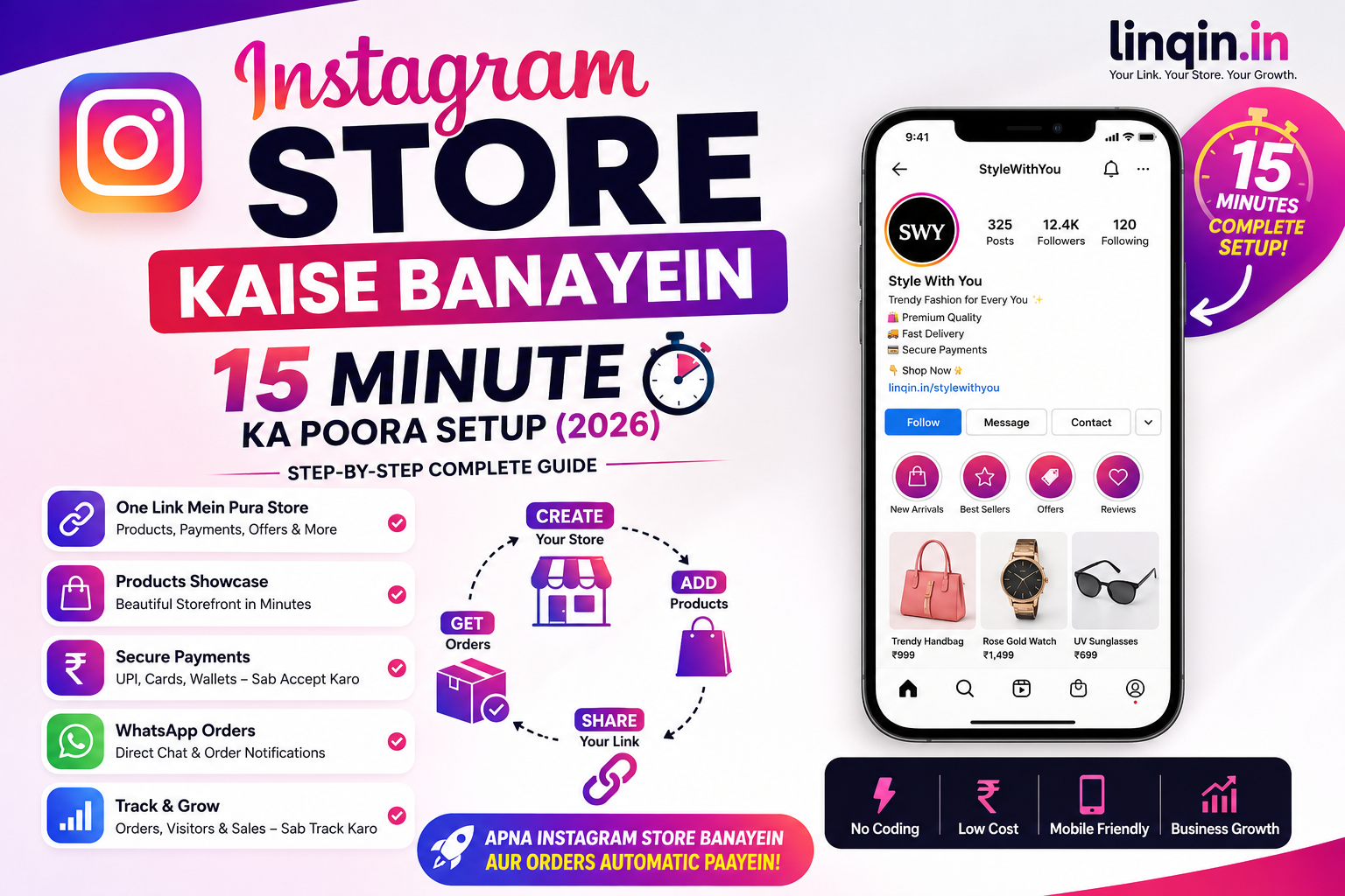 Instagram Store Kaise Banayein — 15 Minute Ka Poora Setup (2026)