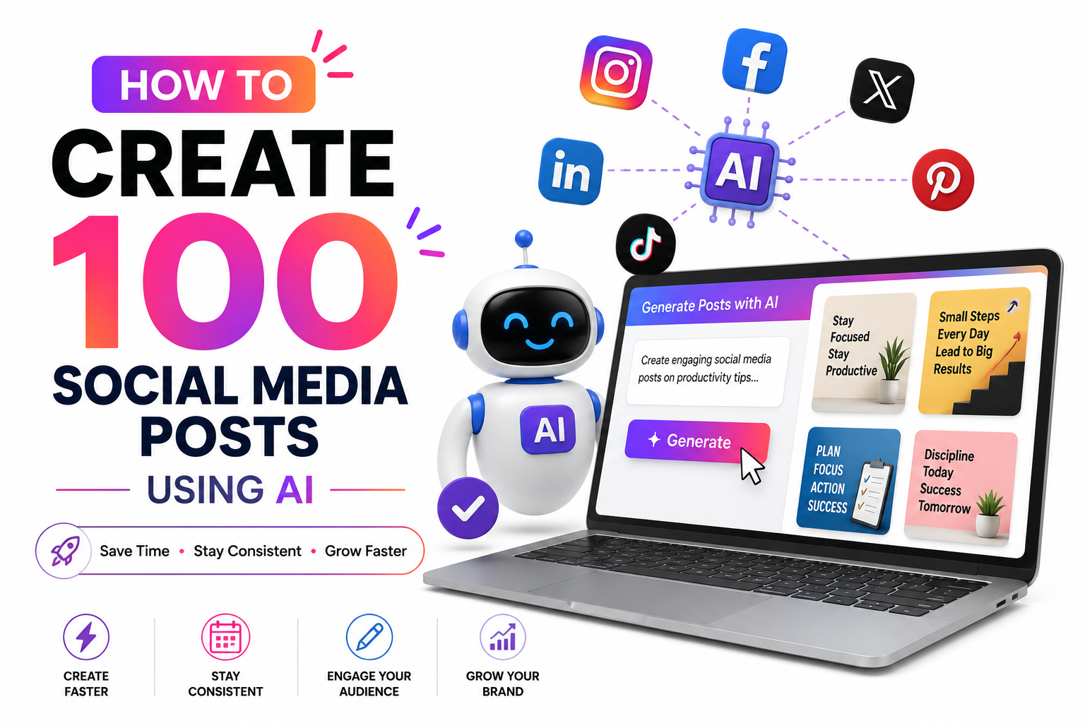 How to Create 100 Social Media Posts Using AI (2026 Complete Guide)