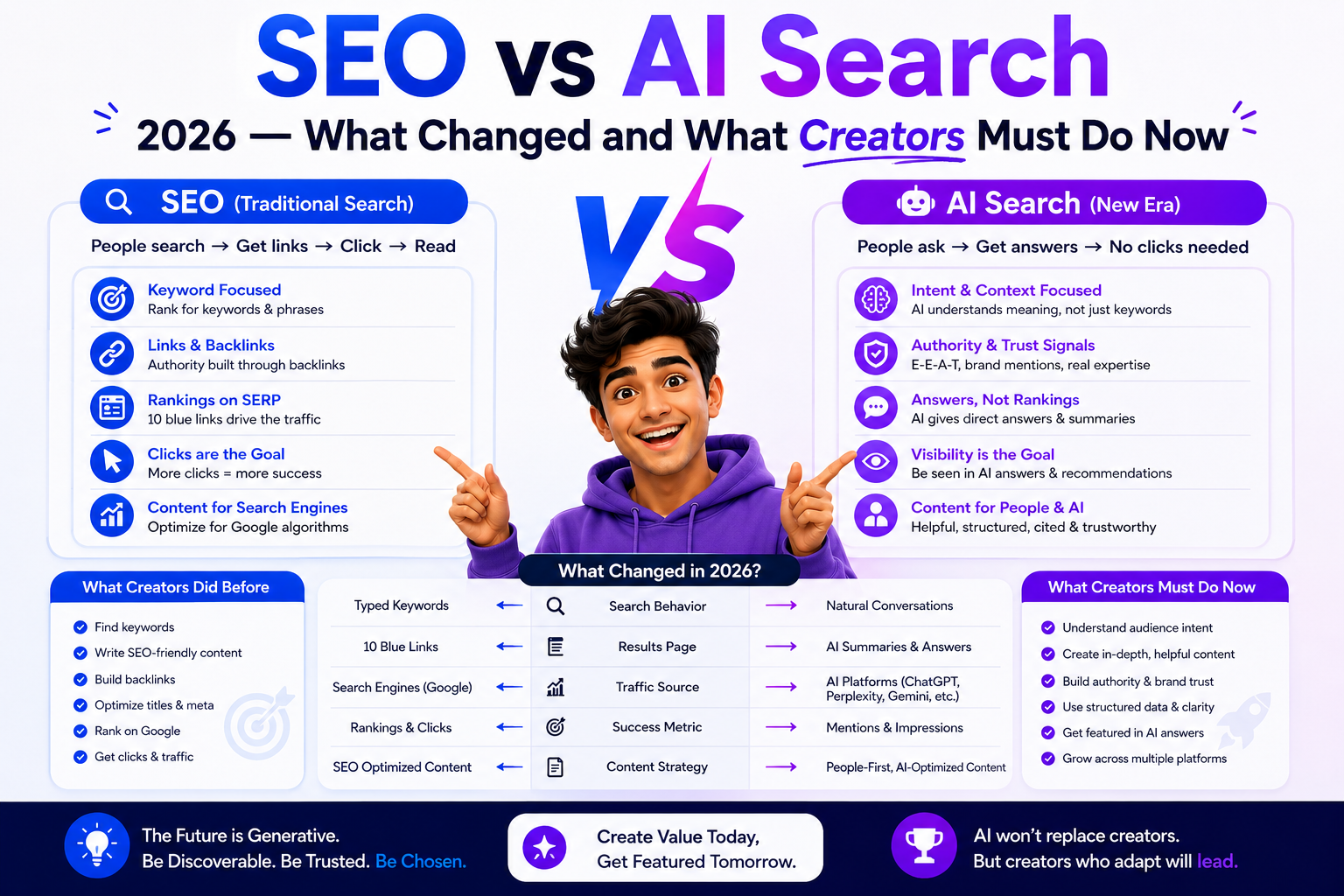 SEO vs AI Search 2026 — What Changed and What Creators Must Do Now