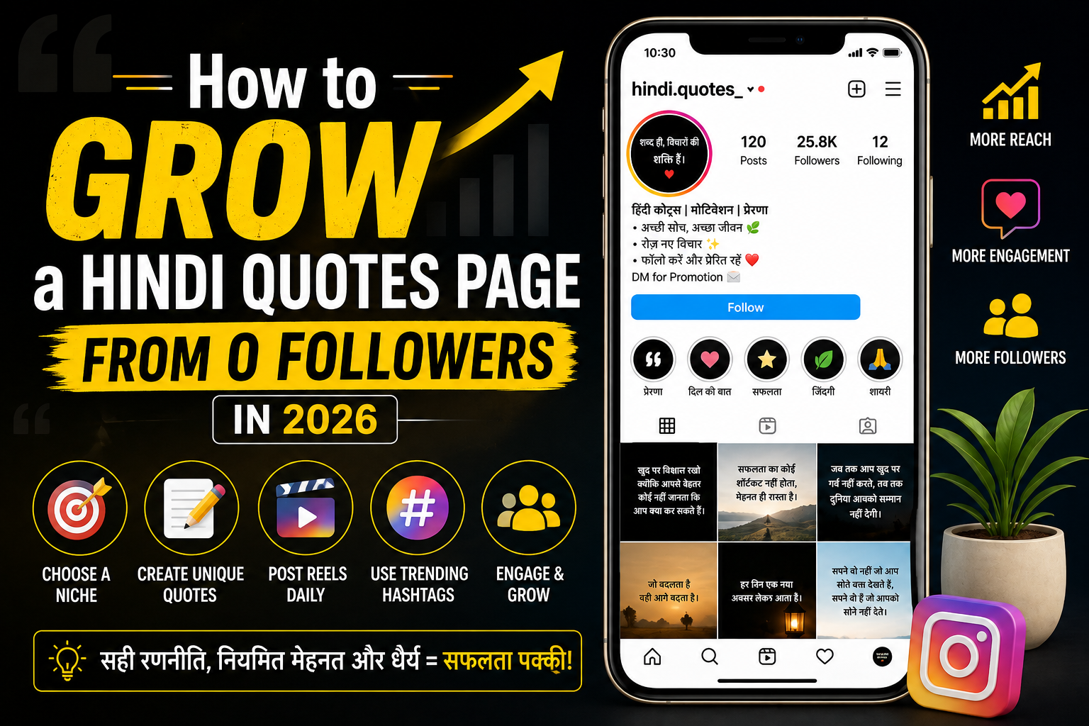 How to Grow a Hindi Quotes Page From 0 Followers in 2026