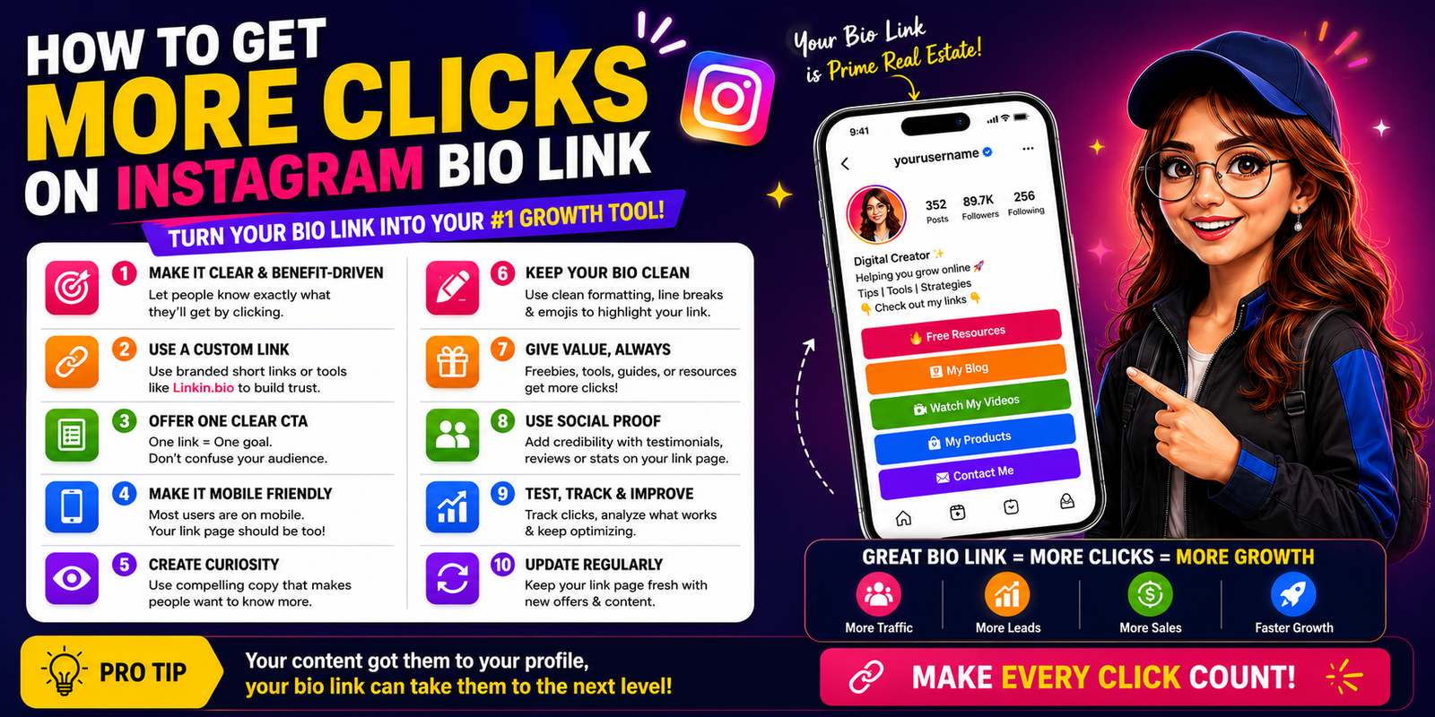 How to Get More Clicks on Your Instagram Bio Link — 12 Proven Tactics (2026)