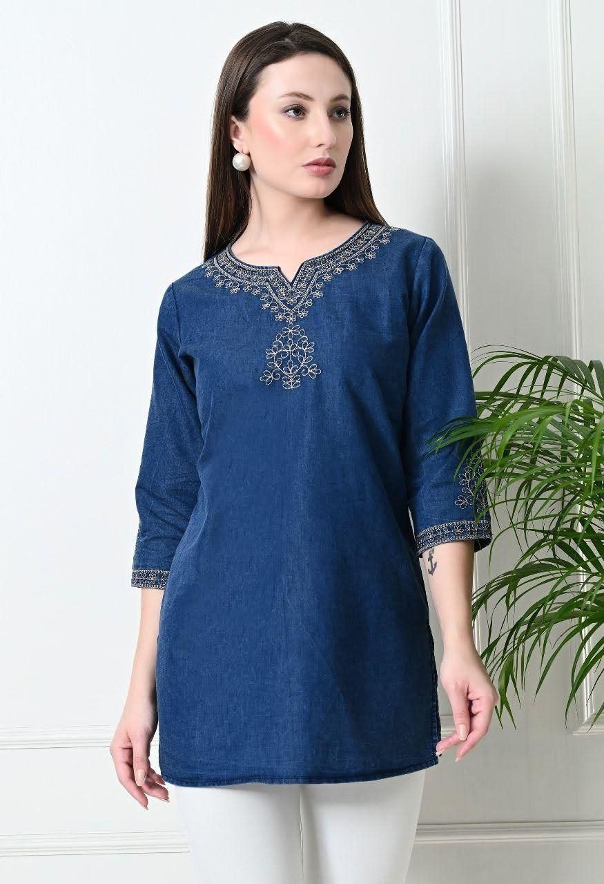 Denim, but make it ethnic. 💙✨