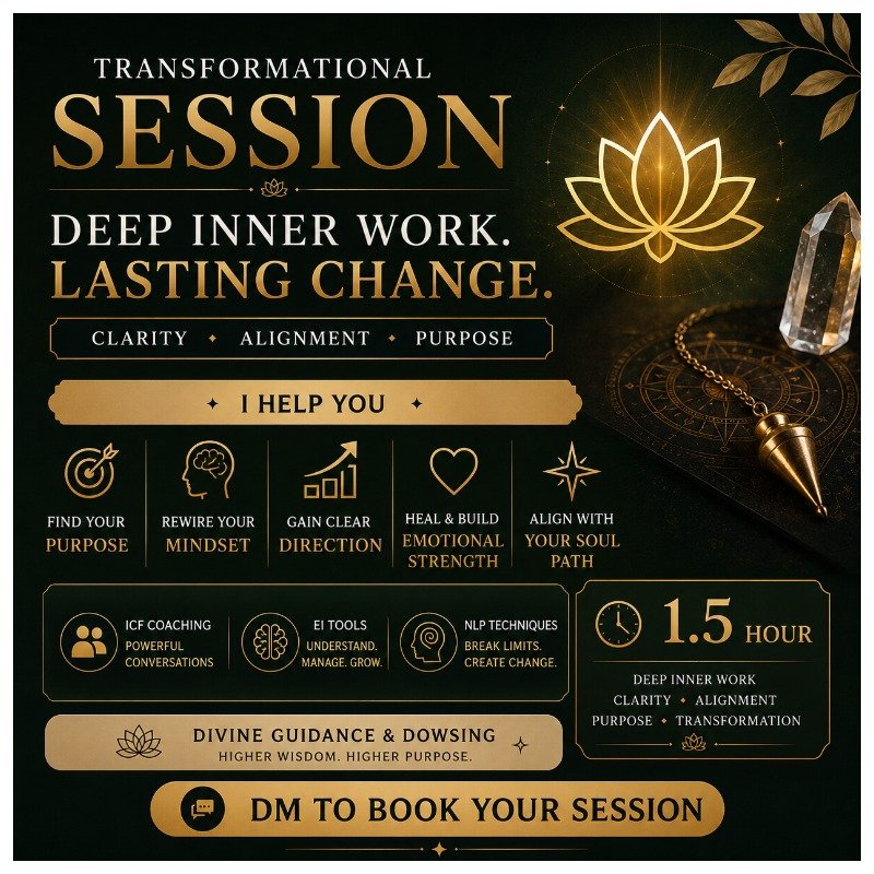 90 Mins Transformative Session ( Neuroscience based coaching + Emotional Regulation + Clarity with NLP application + Instant healing + Divine Guidance with Remedies)