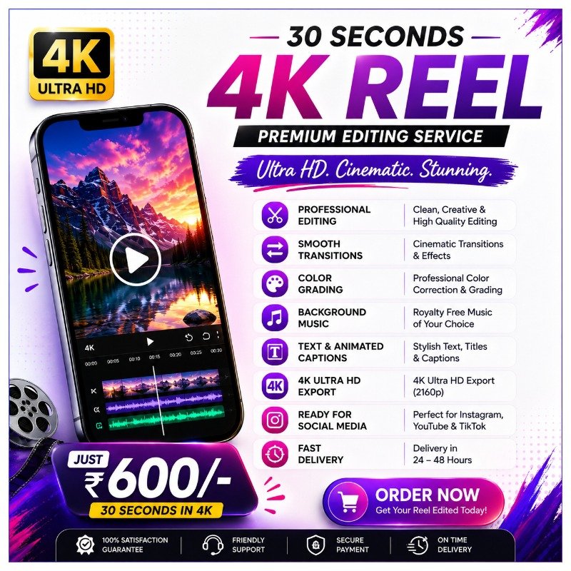 30 Seconds 4K Reel Editing – Professional Instagram & YouTube Shorts