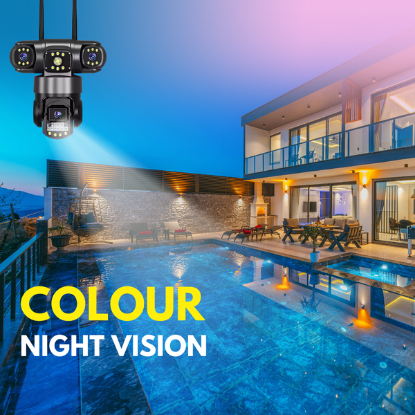 3in1 Wifi CCTV Camera (5MP+5MP+5MP) Full HD 3 Lens/3 Screen View Home Security Camera with Pan Tilt 360° View & 2 side camera horizontally rotate 180°