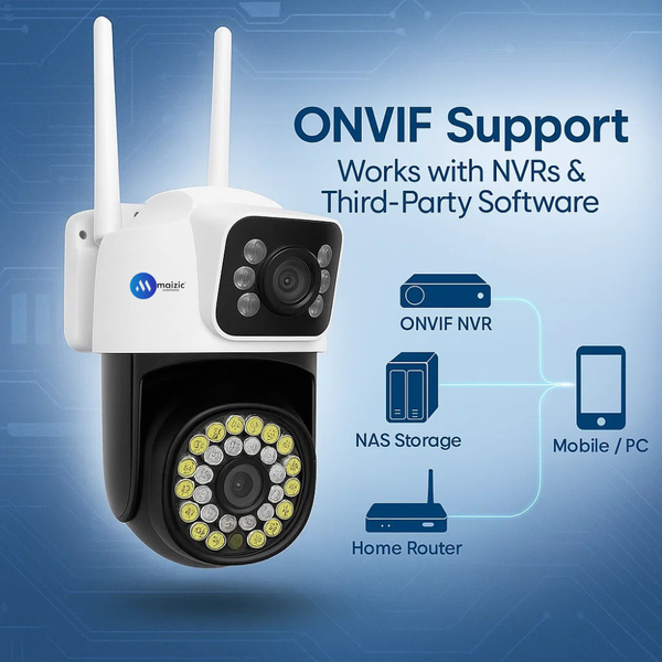Smarthome Mini SuperCam 36IR Dual Lens 5MP+5MP WiFi Outdoor CCTV Camera | Dual Screen View | Color Night Vision | AI Human Detection | 2-Way Talk | ONVIF Support