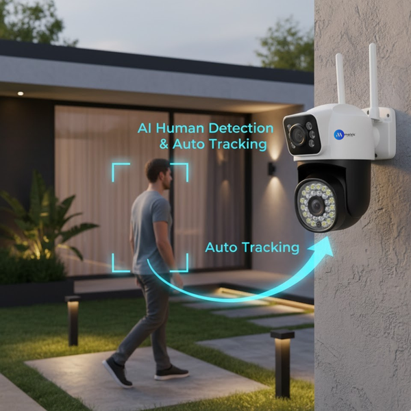 Smarthome Mini SuperCam 36IR Dual Lens 5MP+5MP WiFi Outdoor CCTV Camera | Dual Screen View | Color Night Vision | AI Human Detection | 2-Way Talk | ONVIF Support